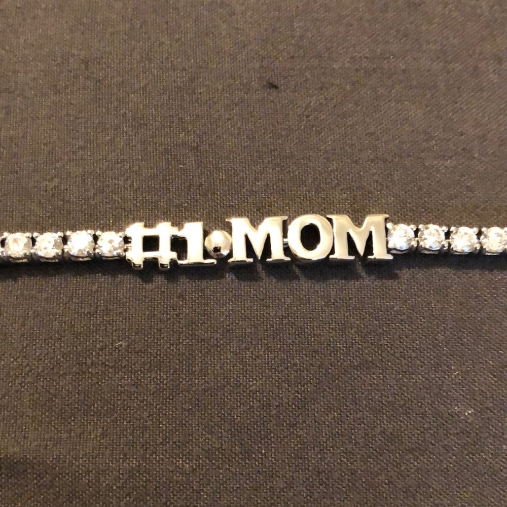 #1 MOM 925 Sterling Silver CZ 7” Bracelet